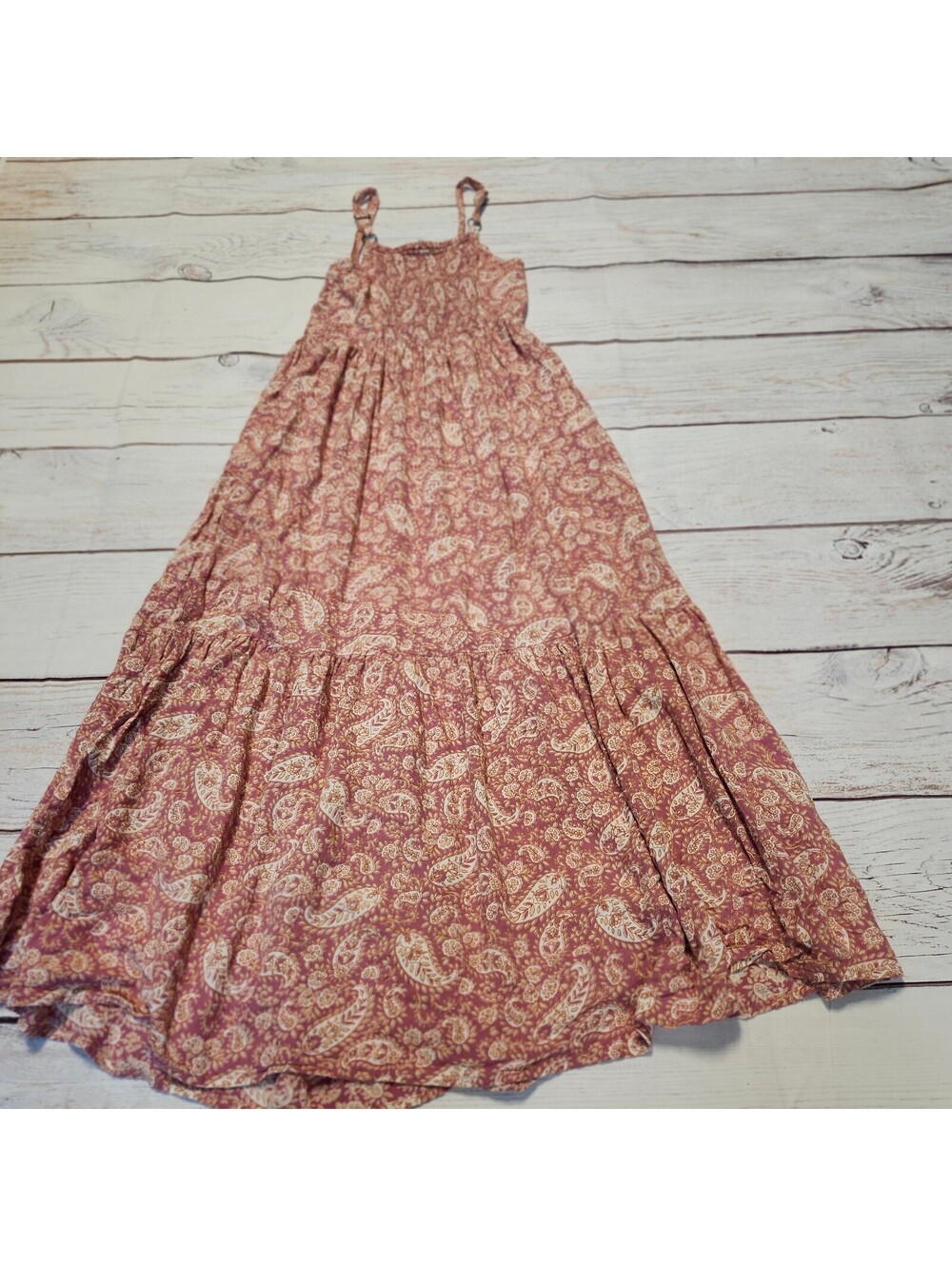 Patrons of Peace XS Pink Paisley Maxi Dress with Adjustable Straps